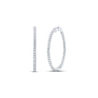Dazzling Brilliance: 14kt White Gold Round Diamond Inside Outside Hoop Earrings - Splendid Jewellery
