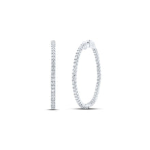 Load image into Gallery viewer, Dazzling Brilliance: 14kt White Gold Round Diamond Inside Outside Hoop Earrings - Splendid Jewellery