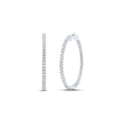 Dazzling Brilliance: 14kt White Gold Round Diamond Inside Outside Hoop Earrings - Splendid Jewellery