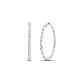 Dazzling Brilliance: 14kt White Gold Round Diamond Inside Outside Hoop Earrings - Splendid Jewellery