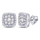 Dazzling Brilliance: 14kt White Gold Square Cluster Diamond Earrings - Splendid Jewellery