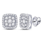 Dazzling Brilliance: 14kt White Gold Square Cluster Diamond Earrings - Splendid Jewellery