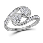 Dazzling Brilliance: 14kt White Gold Womens Round Diamond Cluster 2 - stone Ring 1/2 Cttw - Splendid Jewellery