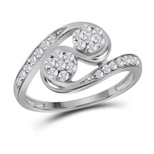 Load image into Gallery viewer, Dazzling Brilliance: 14kt White Gold Womens Round Diamond Cluster 2 - stone Ring 1/2 Cttw - Splendid Jewellery