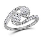 Dazzling Brilliance: 14kt White Gold Womens Round Diamond Cluster 2 - stone Ring 1/2 Cttw - Splendid Jewellery