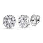 Dazzling Brilliance: 14kt White Gold Womens Round Diamond Cluster Earrings 1/2 Cttw - Splendid Jewellery
