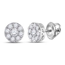 Load image into Gallery viewer, Dazzling Brilliance: 14kt White Gold Womens Round Diamond Cluster Earrings 1/2 Cttw - Splendid Jewellery