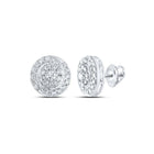 Dazzling Brilliance: 14kt White Gold Women's Round Diamond Cluster Earrings - Splendid Jewellery