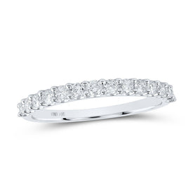 Dazzling Brilliance | 14kt White Gold Women's Round Diamond Single Row Band Ring 1/2 Cttw - Splendid Jewellery