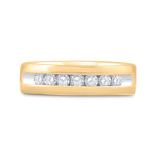 Load image into Gallery viewer, Dazzling Brilliance 14kt Yellow Gold Mens Diamond Wedding Band Ring 1/2 Cttw - Front View