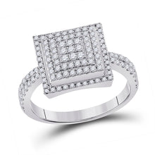 Load image into Gallery viewer, Dazzling Brilliance Diamond Cluster Ring Top view from the 10Kt White Gold Womens Round Diamond Square Cluster Ring 1 2 Cttwpin282779 collection by Splendid Jewellery