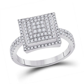 Dazzling Brilliance Diamond Cluster Ring Top view from the 10Kt White Gold Womens Round Diamond Square Cluster Ring 1 2 Cttwpin282779 collection by Splendid Jewellery