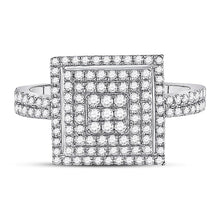 Load image into Gallery viewer, Dazzling Brilliance Diamond Cluster Ring Front view from the 10Kt White Gold Womens Round Diamond Square Cluster Ring 1 2 Cttwpin282779 collection by Splendid Jewellery