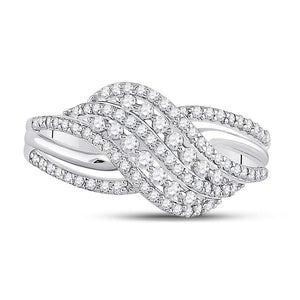 Dazzling Crossover Diamond Ring - 10kt White Gold Women's Fashion Jewelry - Splendid Jewellery