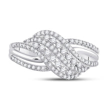 Load image into Gallery viewer, Dazzling Crossover Diamond Ring - 10kt White Gold Women's Fashion Jewelry - Splendid Jewellery