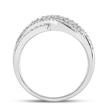 Load image into Gallery viewer, Dazzling Crossover Diamond Ring - 10kt White Gold Women&#39;s Fashion Jewelry Side 2 view from the 10Kt White Gold Womens Round Diamond Crossover Fashion Ring 1 2 Cttwpin285109 collection by Splendid Jewellery