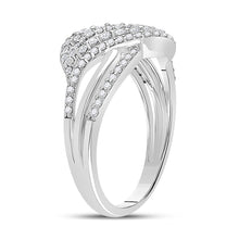 Load image into Gallery viewer, Dazzling Crossover Diamond Ring - 10kt White Gold Women&#39;s Fashion Jewelry Side view from the 10Kt White Gold Womens Round Diamond Crossover Fashion Ring 1 2 Cttwpin285109 collection by Splendid Jewellery