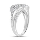 Dazzling Crossover Diamond Ring - 10kt White Gold Women's Fashion Jewelry Side view from the 10Kt White Gold Womens Round Diamond Crossover Fashion Ring 1 2 Cttwpin285109 collection by Splendid Jewellery