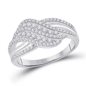 Dazzling Crossover Diamond Ring - 10kt White Gold Women's Fashion Jewelry Top view from the 10Kt White Gold Womens Round Diamond Crossover Fashion Ring 1 2 Cttwpin285109 collection by Splendid Jewellery