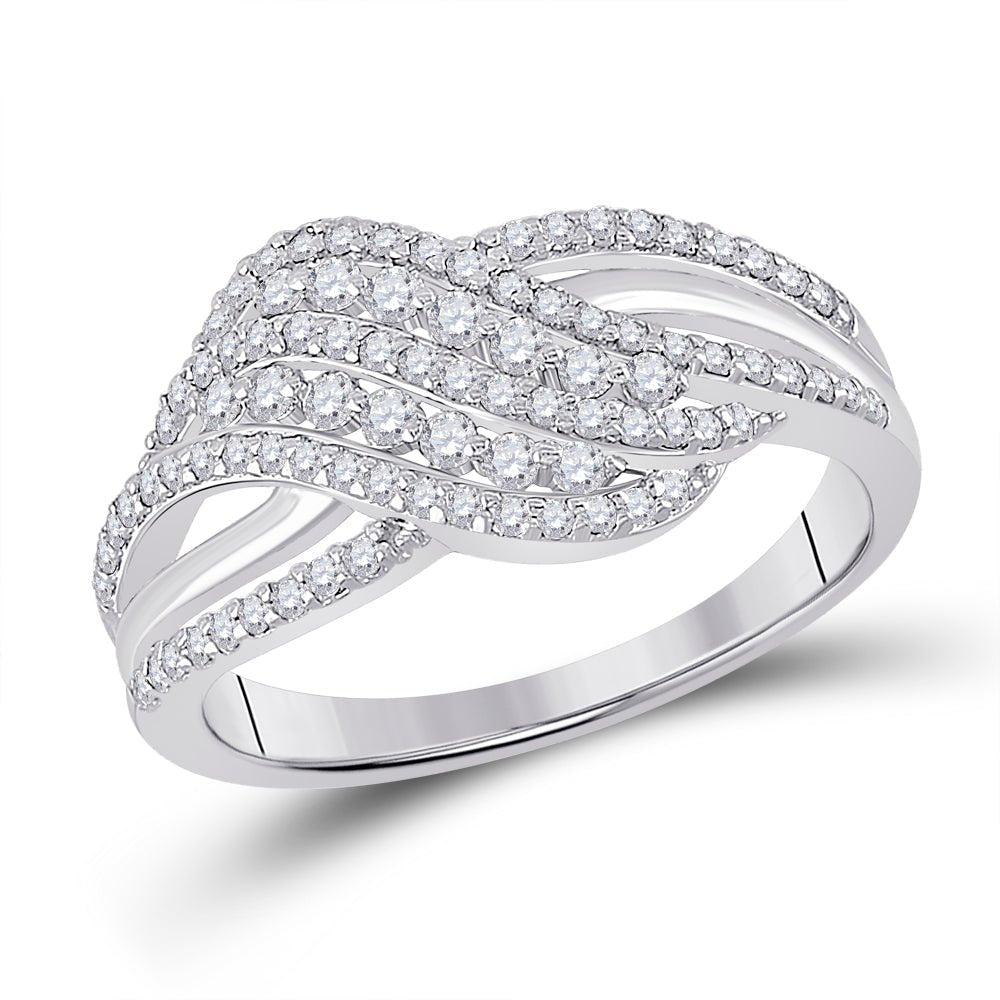 Dazzling Crossover Diamond Ring - 10kt White Gold Women's Fashion Jewelry - Splendid Jewellery