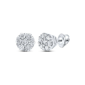 Dazzling Diamond Blossom Earrings - 10kt White Gold Flower Cluster - Splendid Jewellery