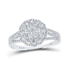 Load image into Gallery viewer, Dazzling Diamond Blossom Ring | 14kt White Gold Womens Round Diamond Halo Flower Cluster Ring 7/8 Cttw - Splendid Jewellery