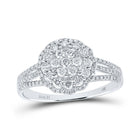 Dazzling Diamond Blossom Ring | 14kt White Gold Womens Round Diamond Halo Flower Cluster Ring 7/8 Cttw - Splendid Jewellery