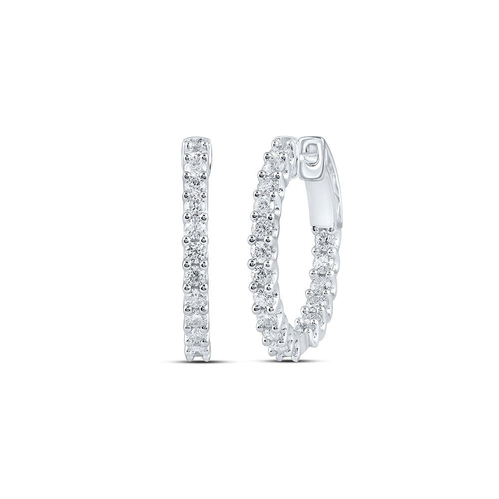 Dazzling Diamond Brilliance: 10kt White Gold Inside Outside Hoop Earrings - Splendid Jewellery