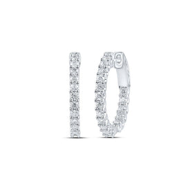 Dazzling Diamond Brilliance: 10kt White Gold Inside Outside Hoop Earrings - Splendid Jewellery