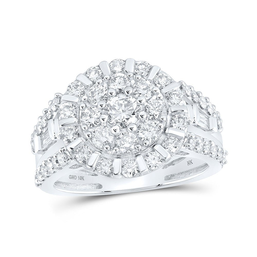 Dazzling Diamond Brilliance - 10kt White Gold Womens Round Diamond Cluster Ring 1 - 3/4 Cttw - Splendid Jewellery