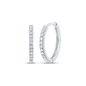 Dazzling Diamond Brilliance: 10kt White Gold Womens Round Diamond Hoop Earrings Top view from the 10Kt White Gold Womens Round Diamond Hoop Earrings 1 2 Cttwpin28044 collection by Splendid Jewellery