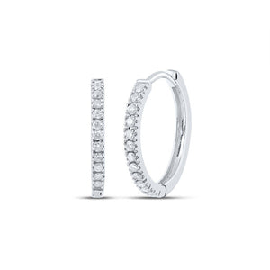 Dazzling Diamond Brilliance: 10kt White Gold Womens Round Diamond Hoop Earrings - Splendid Jewellery