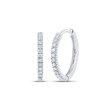 Load image into Gallery viewer, Dazzling Diamond Brilliance: 10kt White Gold Womens Round Diamond Hoop Earrings - Splendid Jewellery