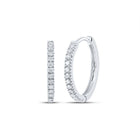 Dazzling Diamond Brilliance: 10kt White Gold Womens Round Diamond Hoop Earrings - Splendid Jewellery