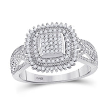 Load image into Gallery viewer, Dazzling Diamond Brilliance: 10kt White Gold Womens Round Diamond Square Cluster Ring 1/4 Cttw - Splendid Jewellery