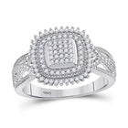 Dazzling Diamond Brilliance: 10kt White Gold Womens Round Diamond Square Cluster Ring 1/4 Cttw - Splendid Jewellery