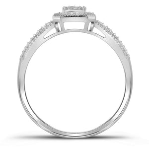 Dazzling Diamond Brilliance: 10kt White Gold Womens Round Diamond Square Cluster Ring 1/6 Cttw - Splendid Jewellery