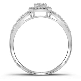 Dazzling Diamond Brilliance: 10kt White Gold Womens Round Diamond Square Cluster Ring 1/6 Cttw - Splendid Jewellery