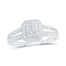 Load image into Gallery viewer, Dazzling Diamond Brilliance: 10kt White Gold Womens Round Diamond Square Cluster Ring 1/6 Cttw - Splendid Jewellery