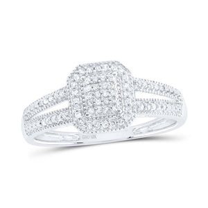 Dazzling Diamond Brilliance: 10kt White Gold Womens Round Diamond Square Cluster Ring 1/6 Cttw - Splendid Jewellery