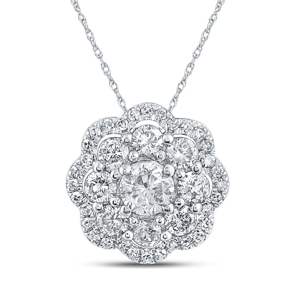 Dazzling Diamond Brilliance Pendant | 10kt White Gold Womens Round Diamond Cluster Pendant 1/2 Cttw - Splendid Jewellery