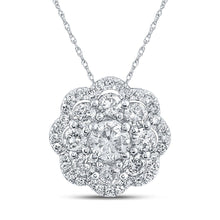 Load image into Gallery viewer, Dazzling Diamond Brilliance Pendant | 10kt White Gold Womens Round Diamond Cluster Pendant 1/2 Cttw - Splendid Jewellery