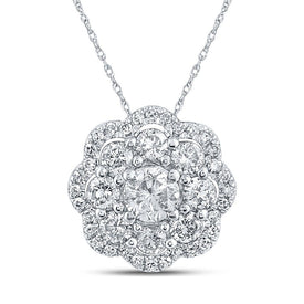 Dazzling Diamond Brilliance Pendant | 10kt White Gold Womens Round Diamond Cluster Pendant 1/2 Cttw - Splendid Jewellery