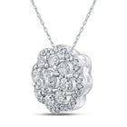 Dazzling Diamond Brilliance Pendant | 10kt White Gold Womens Round Diamond Cluster Pendant 1/2 Cttw - Splendid Jewellery