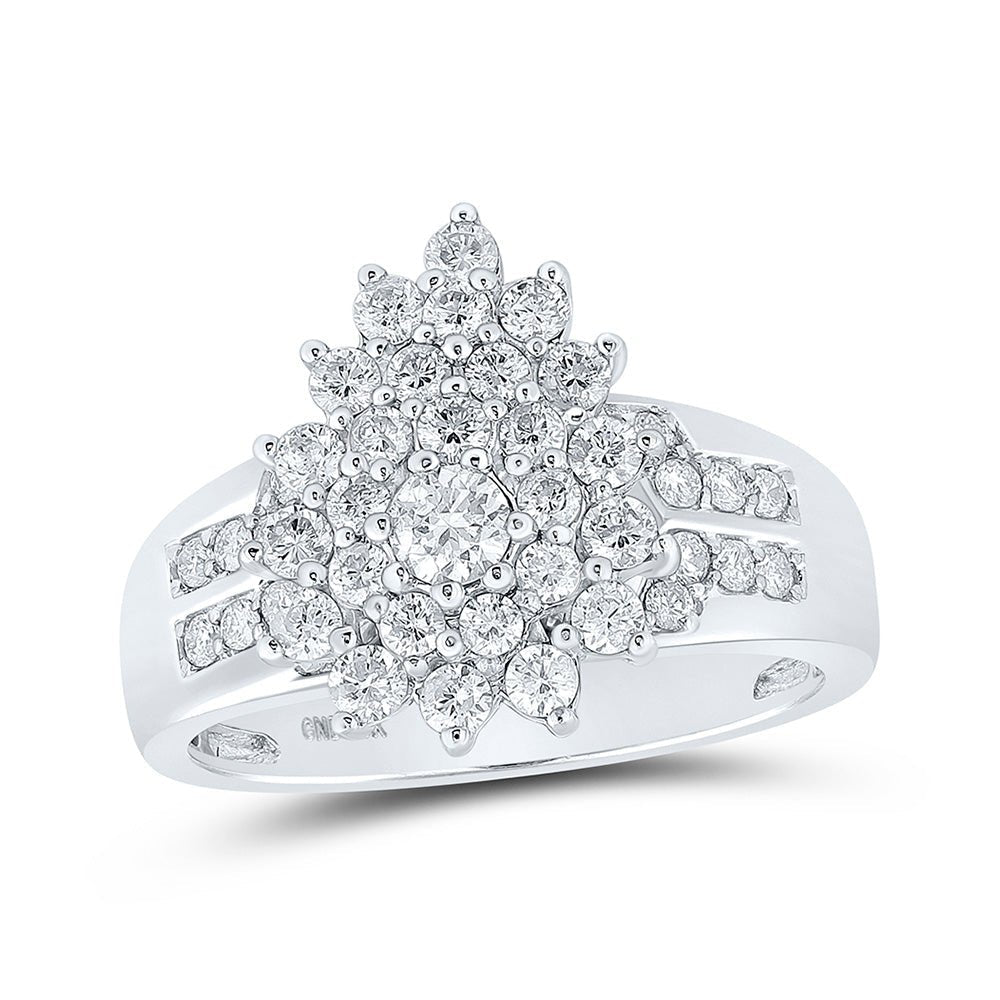Dazzling Diamond Brilliance Ring | 10kt White Gold Womens Round Diamond Cluster Ring 1 Cttw | Splendid Jewellery - Splendid Jewellery