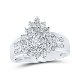 Dazzling Diamond Brilliance Ring | 10kt White Gold Womens Round Diamond Cluster Ring 1 Cttw | Splendid Jewellery - Splendid Jewellery