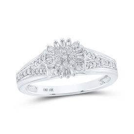 Dazzling Diamond Brilliance Ring | 10kt White Gold Womens Round Diamond Cluster Ring 1/4 Cttw - Splendid Jewellery