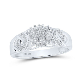 Dazzling Diamond Brilliance Ring | 10kt White Gold Womens Round Diamond Cluster Ring 1/5 Cttw - Splendid Jewellery
