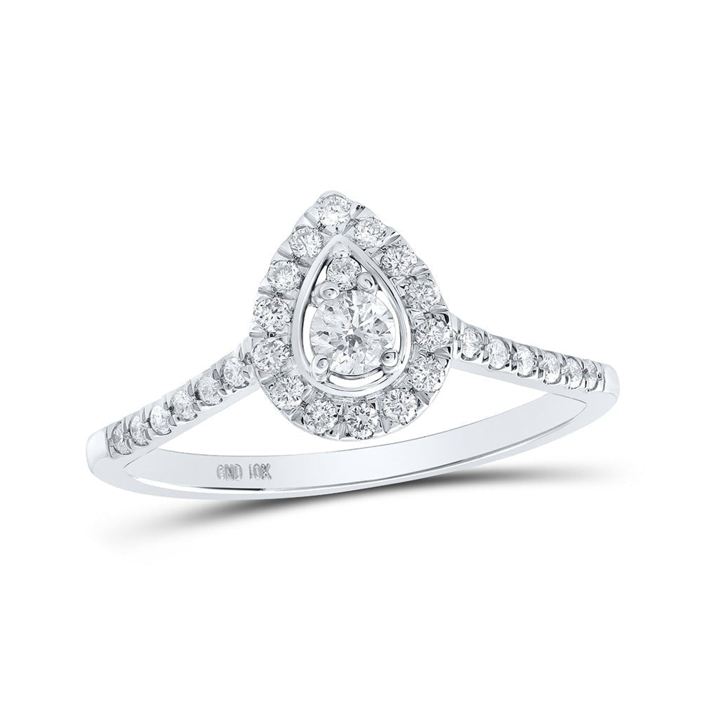 Dazzling Diamond Brilliance Ring | 10kt White Gold Womens Round Diamond Halo Ring 1/3 Cttw - Splendid Jewellery