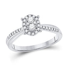 Dazzling Diamond Brilliance Ring | 10kt White Gold Womens Round Diamond Oval Cluster Ring 1/4 Cttw - Splendid Jewellery